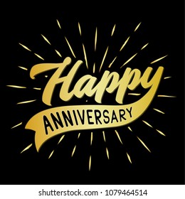 Happy anniversary lettering design. Vector and illustration.