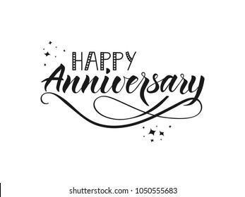 Happy Anniversary. Lettering. Modern brush calligraphy. Isolated on white background