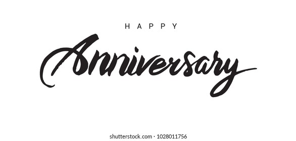 Happy Anniversary Lettering Text Banner Black Stock Vector (Royalty ...