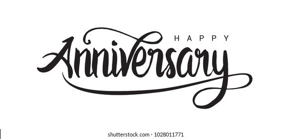 Happy Anniversary Lettering Text Banner Black Stock Vector (Royalty ...