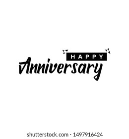 Happy Anniversary lettering text banner, black color. Vector illustration.
