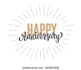 Happy Anniversary lettering text banner. Vector illustration.