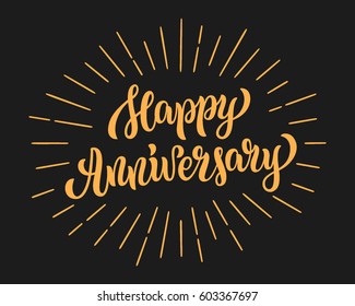 Happy Anniversary lettering text banner. Vector illustration.