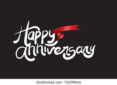 Happy Anniversary lettering text banner. Vector illustration