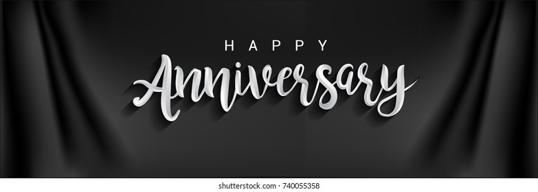 Happy Anniversary Lettering Text Banner. Vector Illustration.