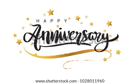 happy anniversary lettering text banner greeting stock