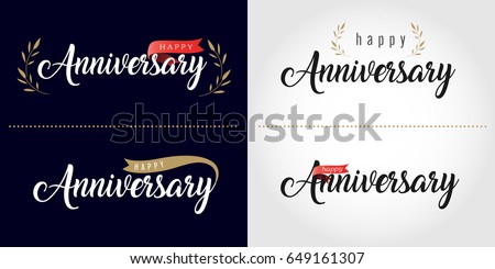Happy Anniversary lettering text banner. Vector illustration