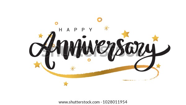 Happy Anniversary Lettering Text Banner Greeting Stock Vector (Royalty ...