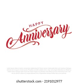 Happy Anniversary lettering. Vector illustration.  Handwritten modern happy anniversary on white background isolated vector. Isolated calligraphy of happy anniversary