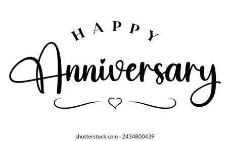 Happy Anniversary lettering vector illustration.