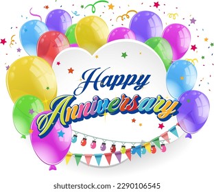 Happy Anniversary message for banner or poster design illustration