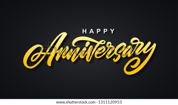 Happy Anniversary Modern Brush Lettering Greeting Stock Vector (Royalty ...