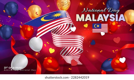 Happy anniversary National Day of Malaysia. design illustration for Banners and Posters