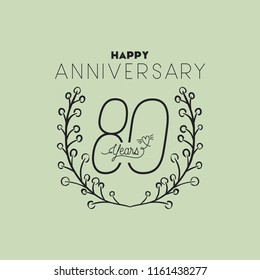 happy anniversary number eighty with wreath crown