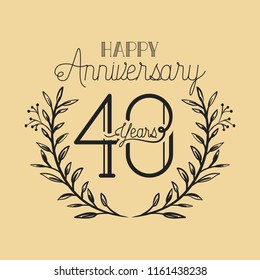 happy anniversary number forty with wreath crown
