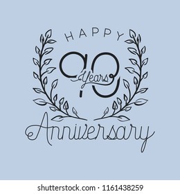 happy anniversary number ninety with wreath crown