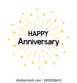 Happy anniversary on white background.