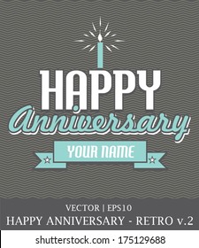 Happy Anniversary Retro Card Template Vector | EPS10