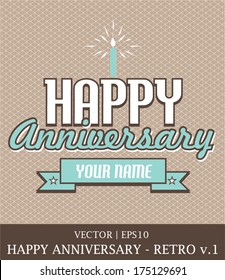 Happy Anniversary retro card template vector | EPS10