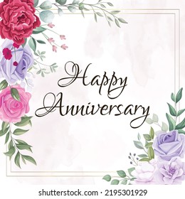 Happy Anniversary Roses Frame Stock Vector (Royalty Free) 2195301929 ...