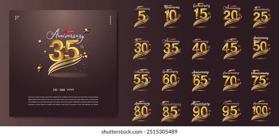 happy anniversary . set of anniversary golden number design.