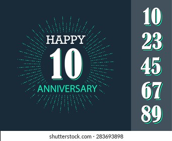 Happy anniversary sign with numbers set in outline style