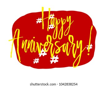 Happy anniversary, sign with red comic pop art label