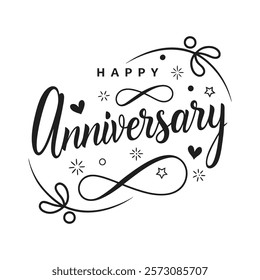 Happy anniversary silhouette, anniversary typography
