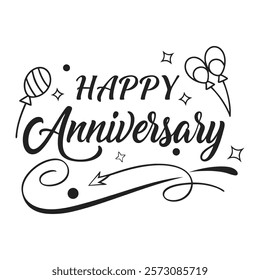Happy anniversary silhouette, anniversary typography