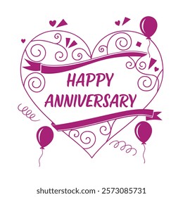 Happy anniversary silhouette, anniversary typography