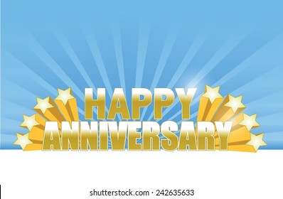 happy anniversary stars card. illustration design over a blue background