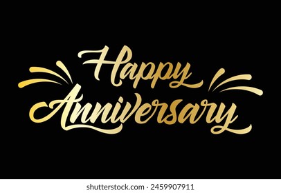 Happy Anniversary text. Beautiful greeting banner poster calligraphy inscription black text word. Hand drawn design. Handwritten modern brush lettering white background isolated vector