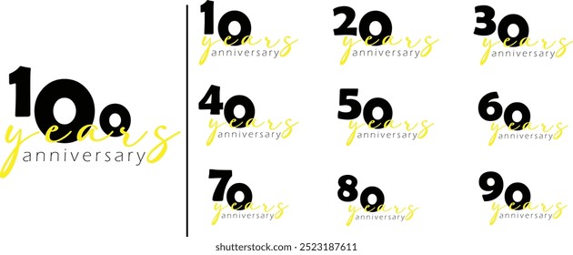 Happy Anniversary text. Beautiful greeting banner poster calligraphy inscription black text word.