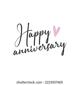 Happy anniversary text, dark yellow with a yellow line in the middle. Vector illustration.