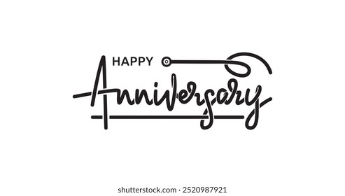 Happy Anniversary Text Vector Design: Elegant Handwritten Calligraphy Perfect for Celebrations, Romantic Messages, and Greeting Cards to Capture the Essence of Love and Togetherness