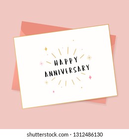 Vector de tarjeta de tipografía de aniversario feliz