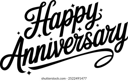 happy anniversary typography design with white background