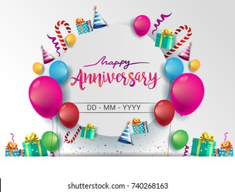 Happy Anniversary Typography Vector Design Greeting Stock Vector ...