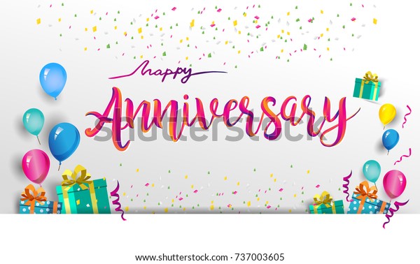 Happy Anniversary Typography Vector Design Greeting Stock Vector ...