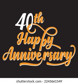 Happy anniversary unique typography design vector.This is an editable file.