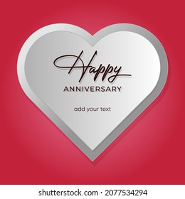Feliz aniversario con forma de corazón. Concepto de diseño de amor. Tarjeta de cumpleaños. plantilla de vector