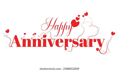 "Happy Anniversary" vector clipart, designed to add a touch of elegance to your special occasions. This beautifully crafted digital artwork features vibrant colors and intricate details. Vector 