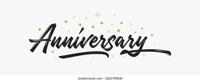 Happy Anniversary vector illustrator. Beautiful greeting banner poster calligraphy. Anniversary Hand drawn design. Handwritten modern lettering white background