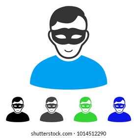 Happy Anonymous Person vector pictograph. Vector illustration style is a flat iconic anonymous person symbol with grey, black, blue, green color versions. Human face has smiling emotion.
