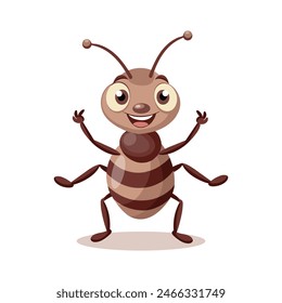 Happy ant baby mascot. Smiling baby insect character. Design for greeting cards, invitations, print on clothes. Vector