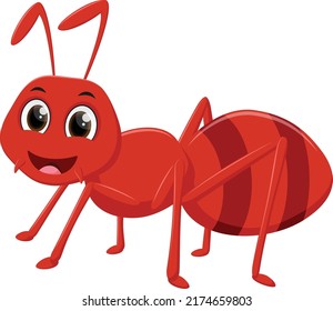 Happy Ant Cartoon Isolated On White Stock Vector (Royalty Free ...