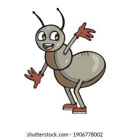Happy Ant cartoon Vector illustration