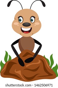 Happy ant, illustration, vector on white background.