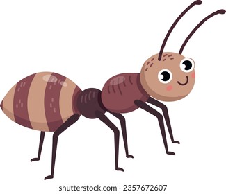 Happy ant mascot. Smiling baby insect character