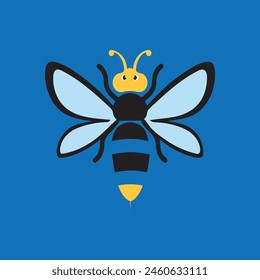 Happy ant mascot. Smiling Vector illustration of a black silhouette ant. 